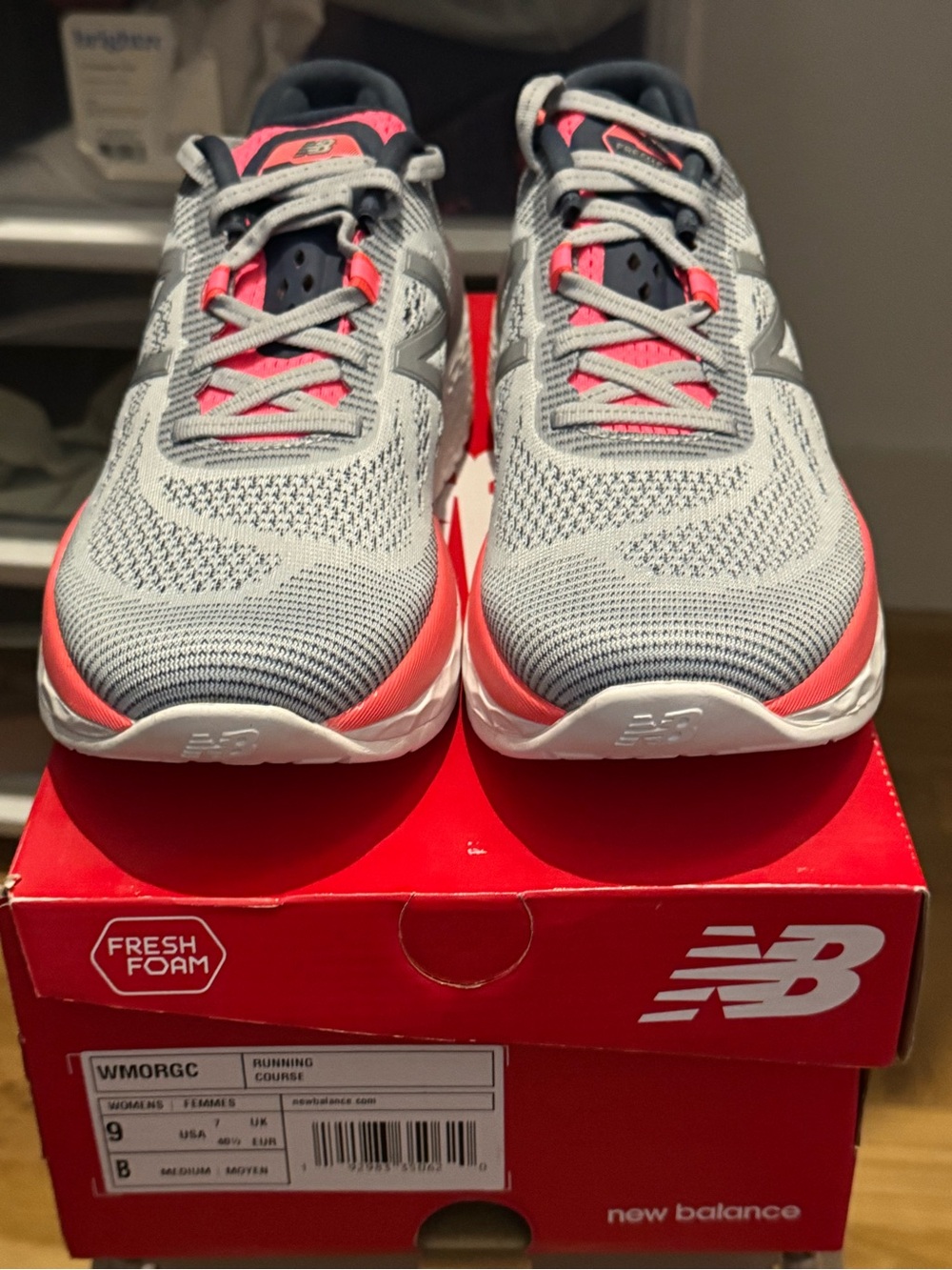 New Balance Women’s Gray & Pink Fresh Foam MORE Running Shoes